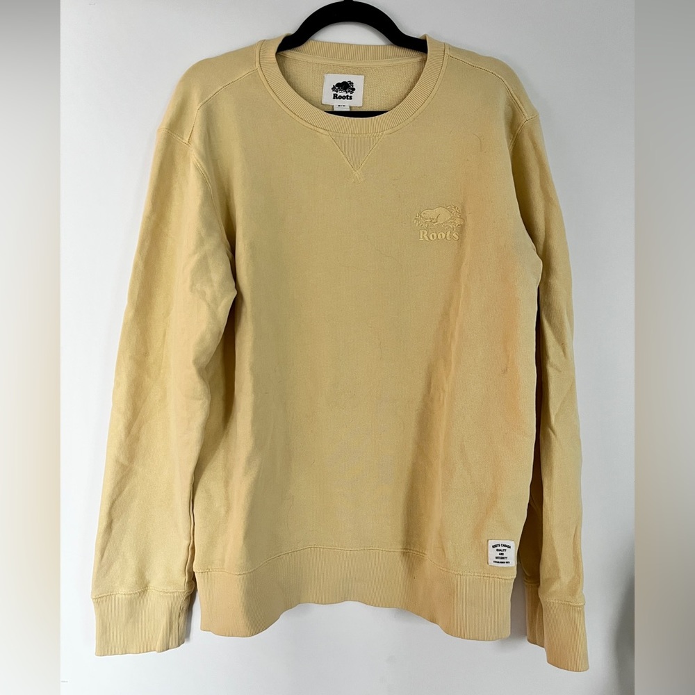 ROOTS Canada Yellow mens crewneck Sweatshirt Size medium